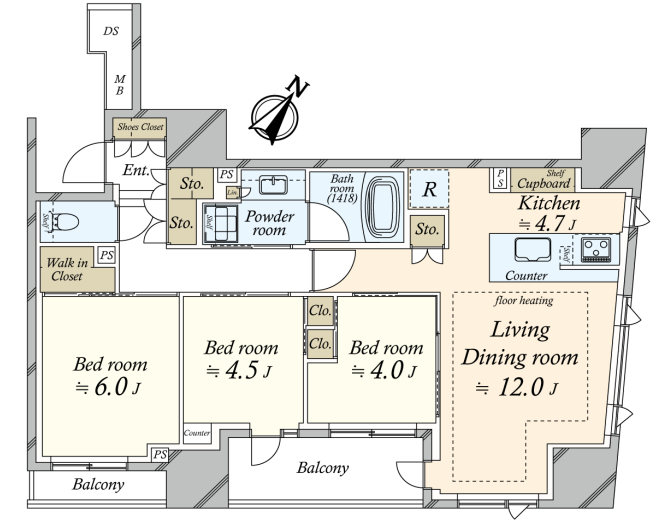 3BED/1BATH in Chuo-ku,Tokyo
