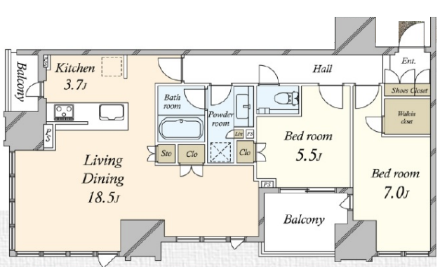 2BED/1BATH in Chuo-ku,Tokyo