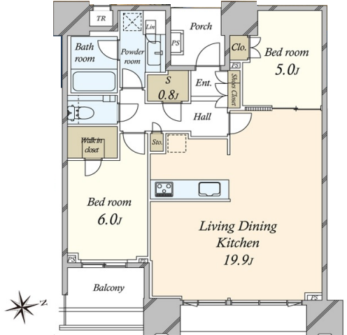 2BED/1BATH in Chuo-ku,Tokyo
