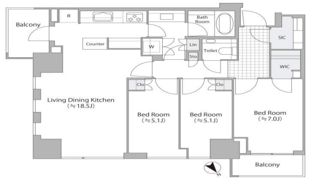 3BED/1BATH in Minato-ku,Tokyo